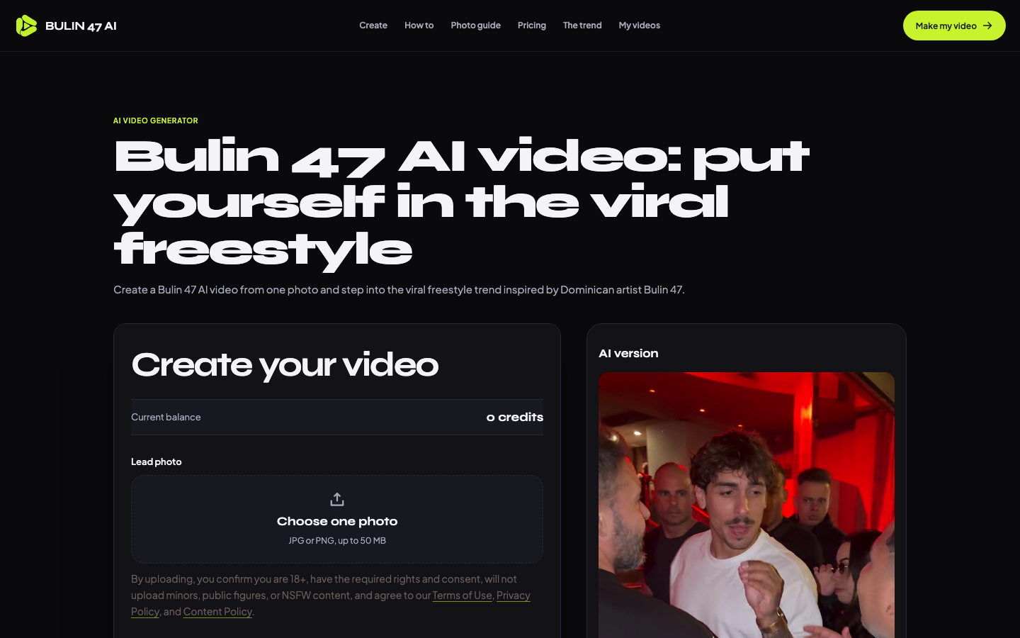Bulin 47 AI Video Generator screenshot