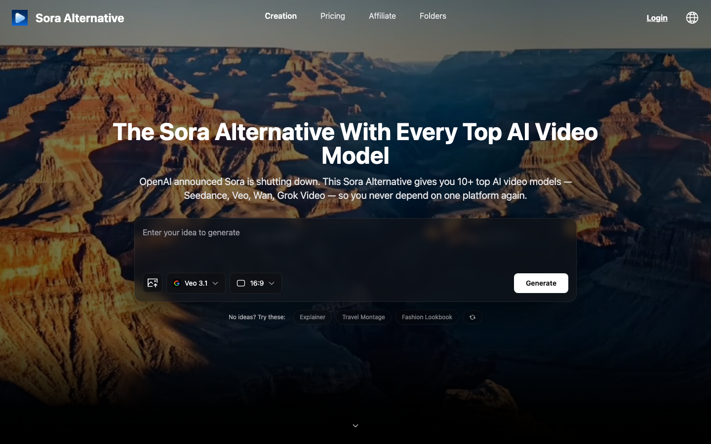 Sora Alternative: Best AI Video Generator in 2026 screenshot