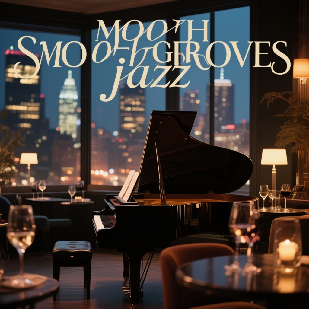 Modern Jazz Album Cover Design with Piano and Urban Lounge Style