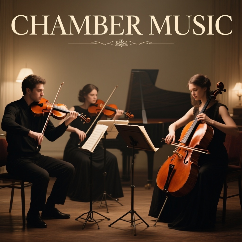 Chamber Music Album Cover Template with String Quartet Ensemble