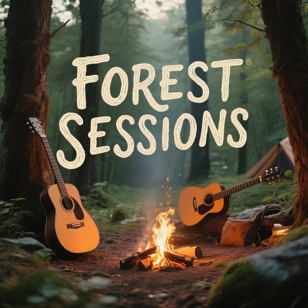 Folk Indie Album Cover Creator with Natural Forest Setting