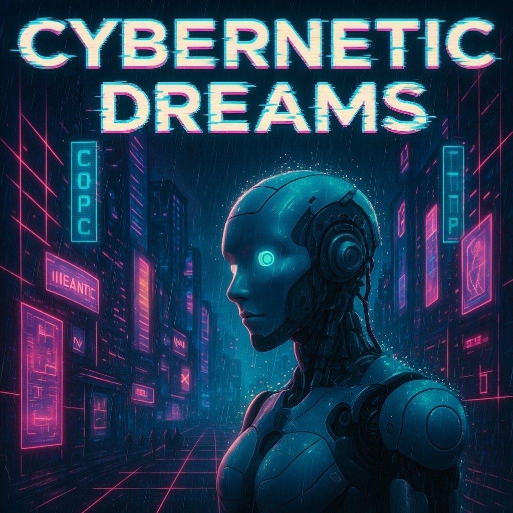 Cyberpunk Electronic Album Cover Template with Neon Grid Design
