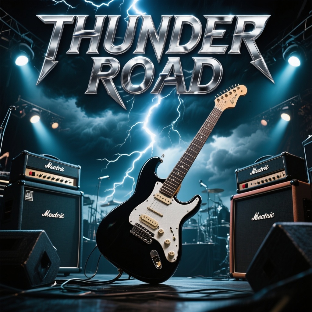 Rock Album Cover Maker Featuring Electric Guitar and Lightning Effects