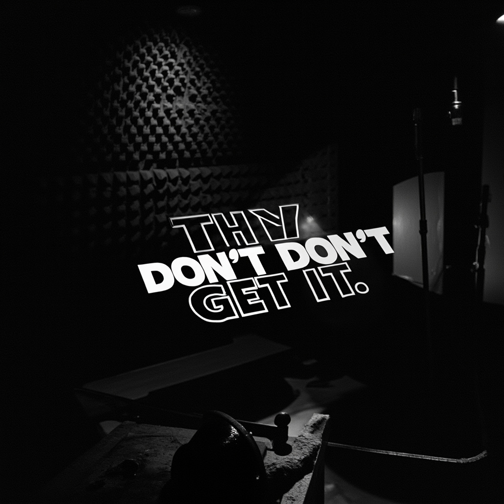 Black and white, with text saying 'THEY DON'T Album Cover