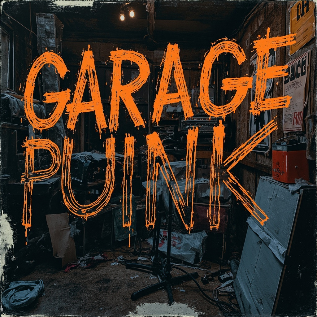 Garage Rock Album Cover Design with DIY Aesthetic and Raw Style