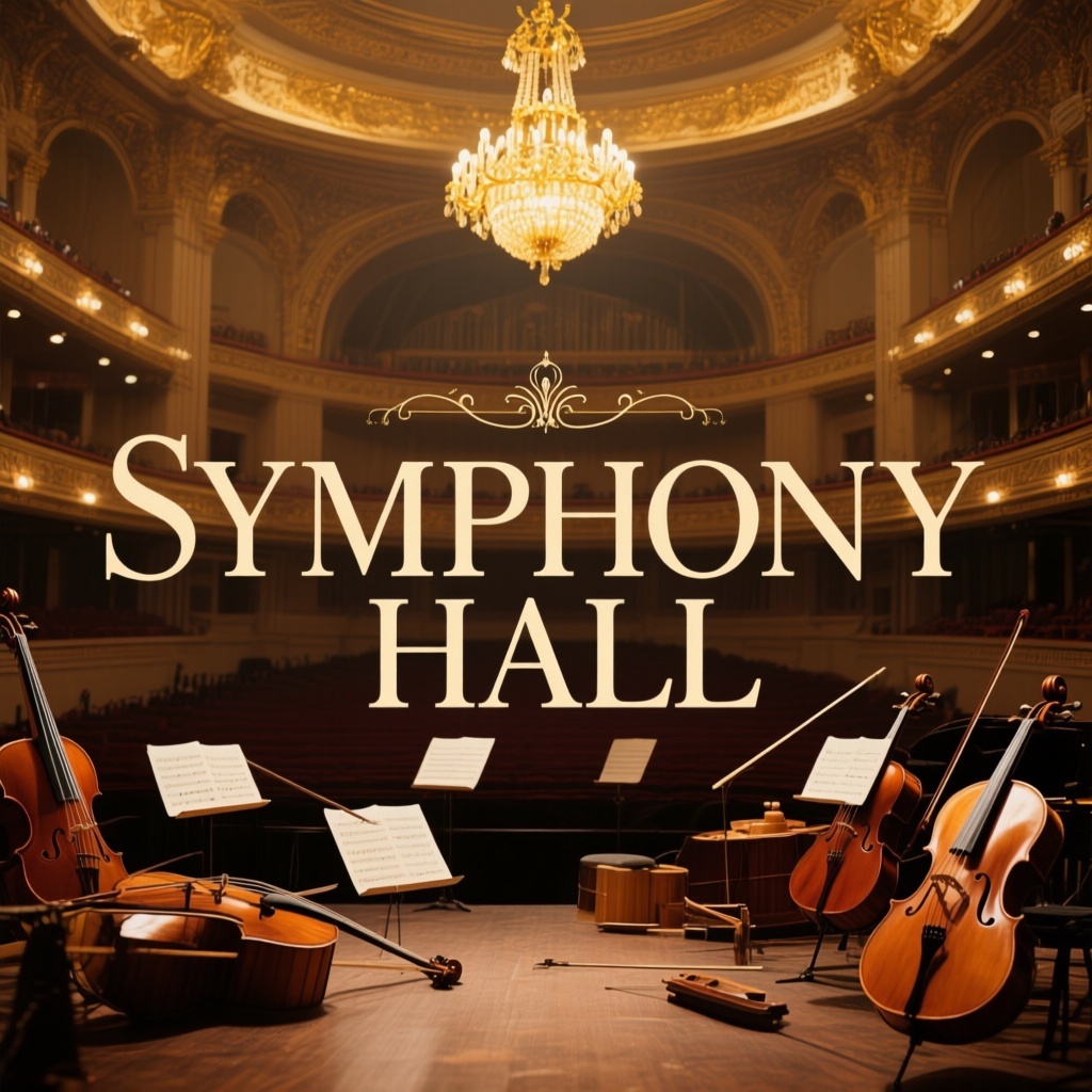 Classical Album Cover Maker Featuring Grand Concert Hall and Orchestra