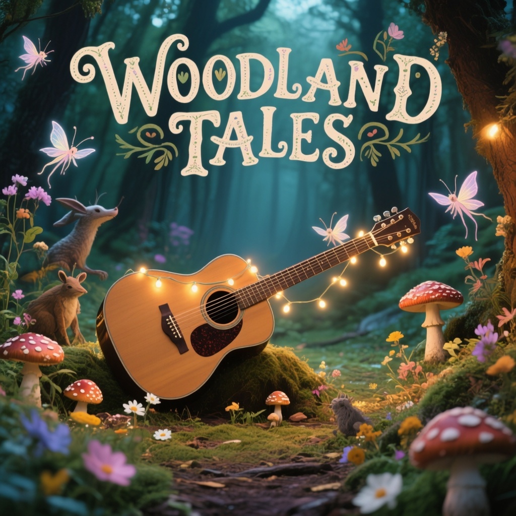 Folk Album Cover Maker with Enchanted Forest and Fairy Lights