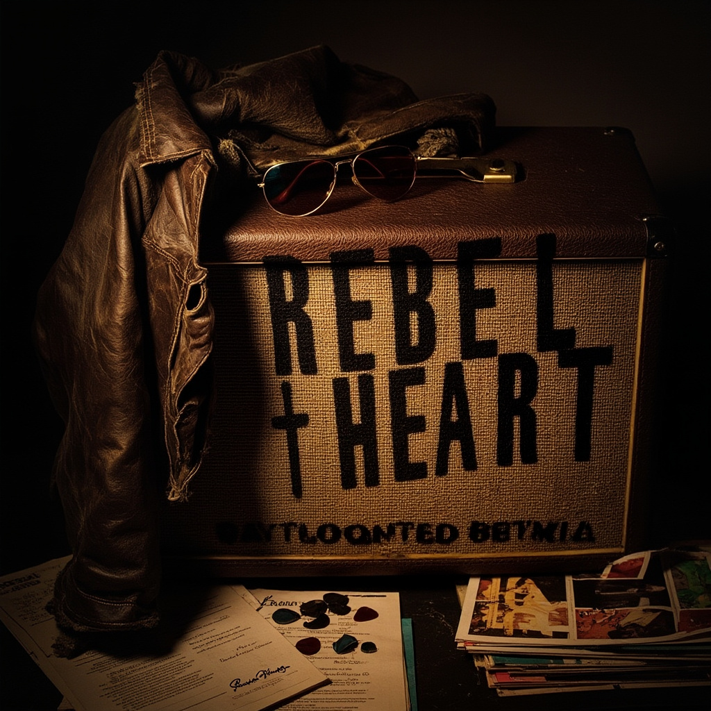 Vintage Rock Album Cover Design with Classic Amplifiers and Retro Style