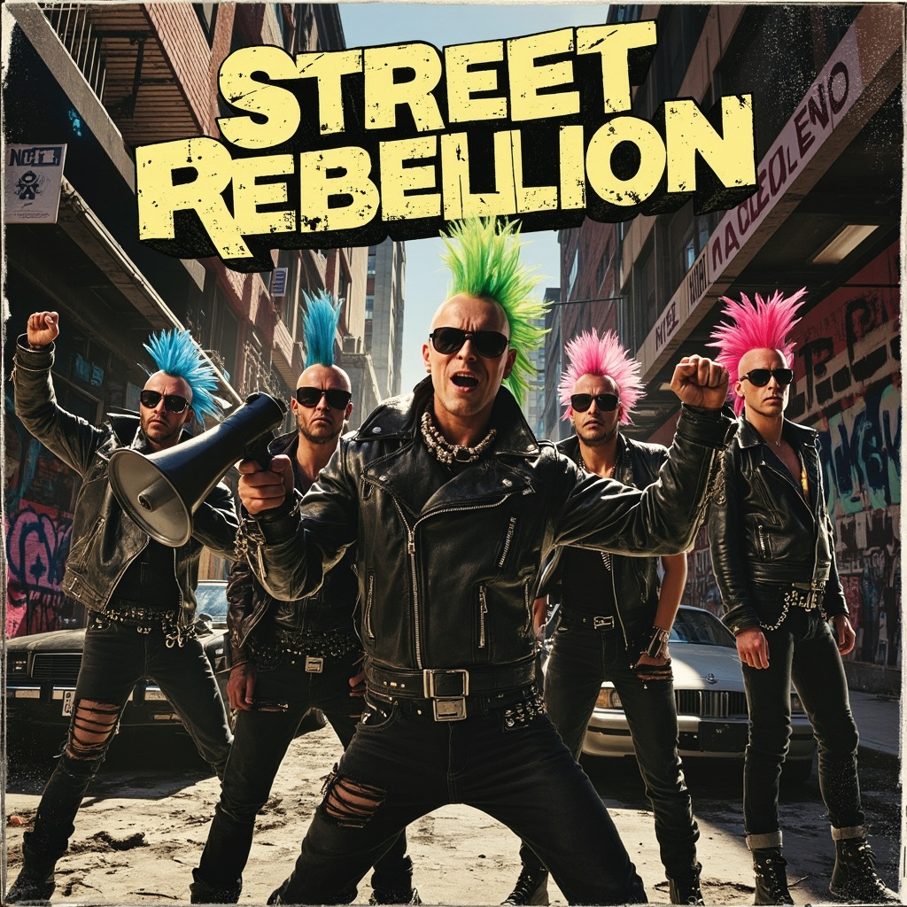 Street Punk Album Cover Template Featuring Protest and Rebellion