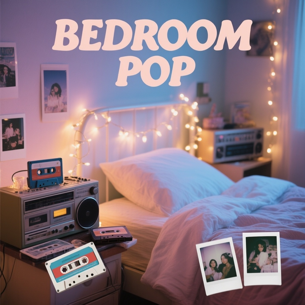 Bedroom Pop Album Cover Template Featuring Lo-Fi Vintage Aesthetics