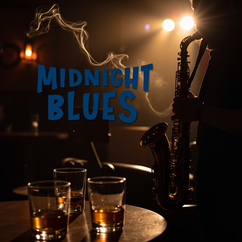 Midnight Blues Album Cover Creator with Moody Jazz Club Atmosphere